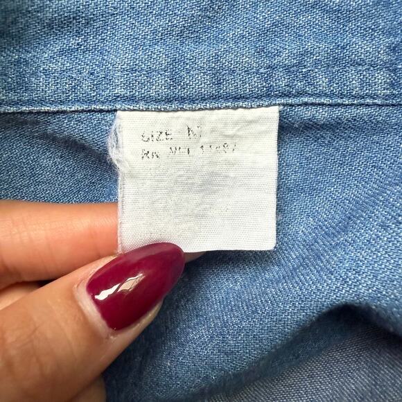 Mickey Mouse Graphic Denim Long Sleeve Button Down Shirt Womens Medium Relaxed - Picture 7 of 10